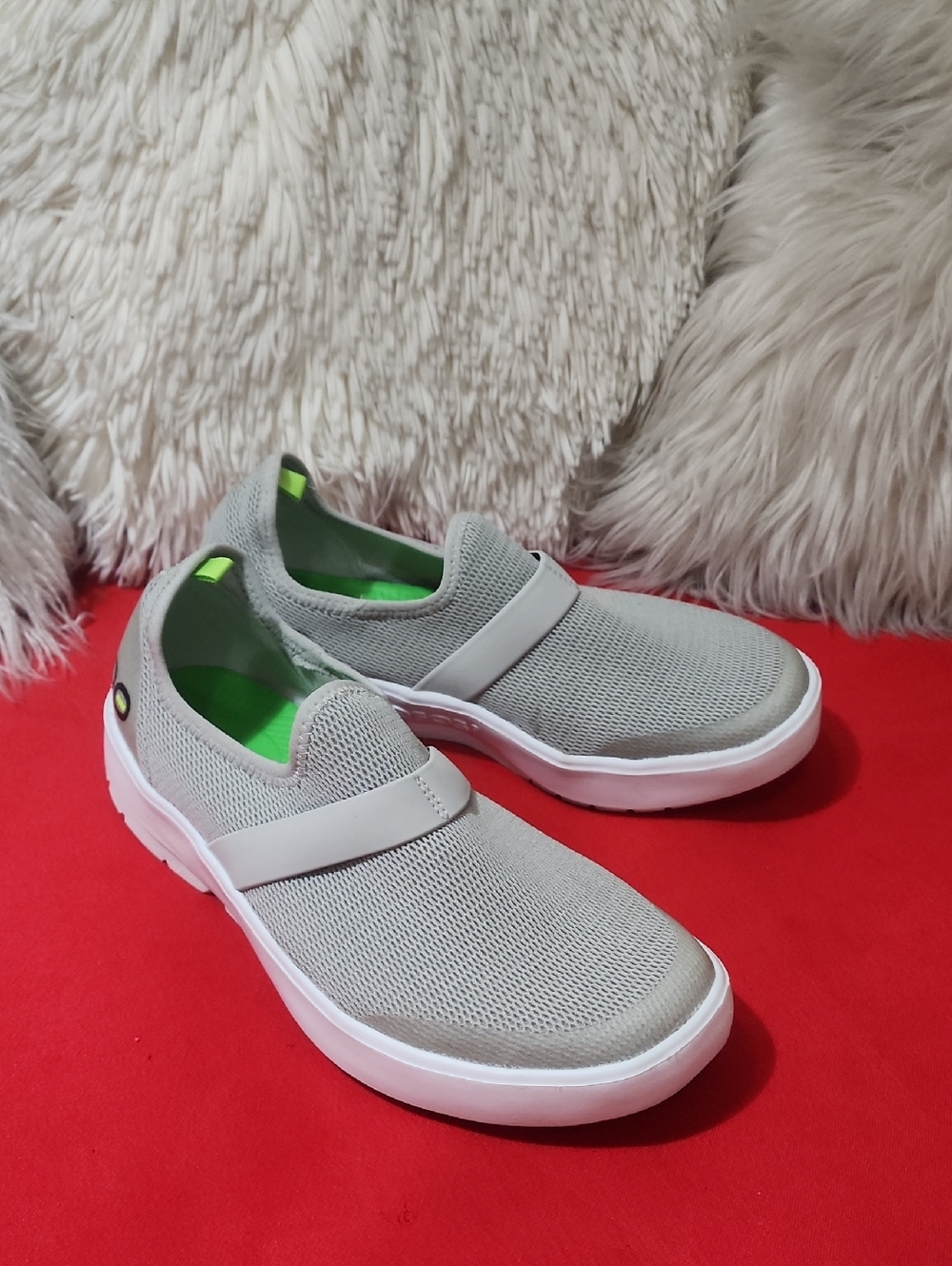 Oofos Women's OOMG Casual Shoes - White/GraySlip-On - Picture 2 of 9